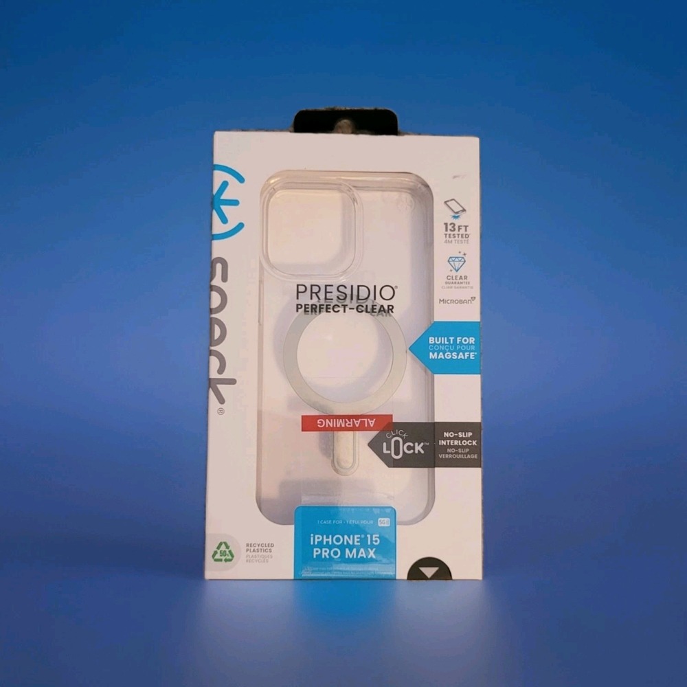 Speck iPhone 15 Pro Max Presido Perfect Clear Protective Magsafe Cellphone Case